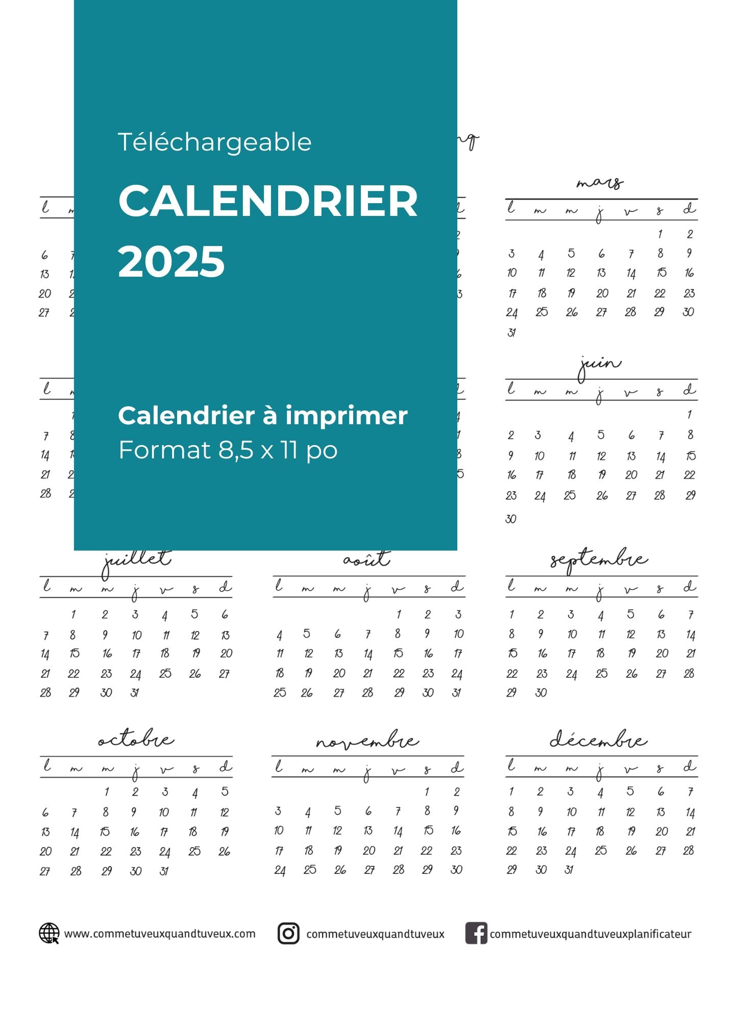 Calendrier 2025 - grand